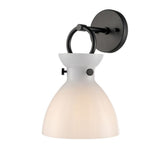 Franklite Horizon Wall Light – Matt Black & Opal Glass