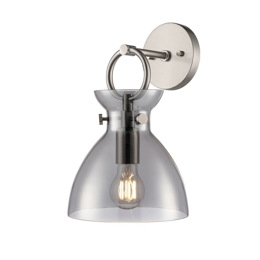 Franklite Horizon Wall Light – Satin Nickel & Smoked Glass