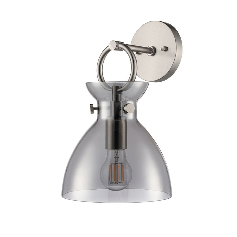 Franklite Horizon Wall Light – Satin Nickel & Smoked Glass
