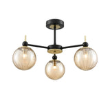 Franklite Solar Ceiling Light – 3 Lights – Matt Black and Satin Brass