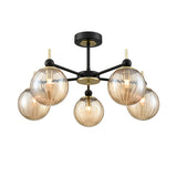 Franklite Solar Ceiling Light – 5 Lights – Matt Black and Satin Brass