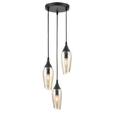 Franklite Taper Pendant Light – Amber Glass –  3 Lights