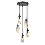 Franklite Taper Pendant Light – Amber Glass – 5 Lights