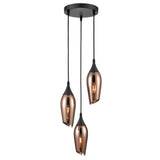 Franklite Taper Pendant Light – Copper Glass –  3 Lights