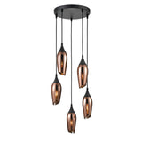 Franklite Taper Pendant Light – Copper Glass – 5 Lights