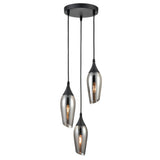 Franklite Taper Pendant Light – Smoked Glass –  3 Lights