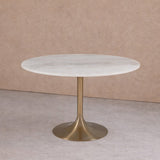 Liang & Eimil Telma Dining Table in Brass and White Marble - Excess Stock