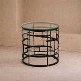 Liang & Eimil Viena Side Table with Glass and Matt Black Steel