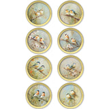 Garden Birds Print - Gold Round Box Frame – Set of 8