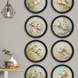 Garden Birds Print – Black Round Box Frame – Set of 8