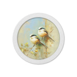 Garden Birds Print – White Round Box Frame – Set of 8
