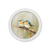 Garden Birds Print – White Round Box Frame – Set of 8