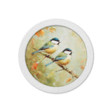 Garden Birds Print – White Round Box Frame – Set of 8