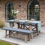 Garden Trading Chilford Dining Table & Bench Set – Acacia Wood and Polystone – Small