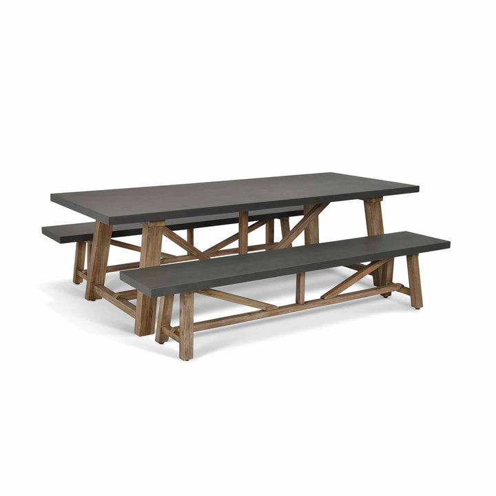Garden Trading Chilford Dining Table & Bench Set – Acacia Wood and Polystone