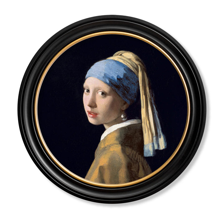 Girl with a Pearl Earring by Johannes Vermeer – Oxford Round Framed Print