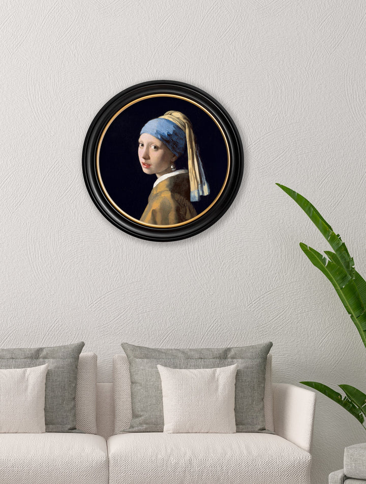 Girl with a Pearl Earring by Johannes Vermeer – Oxford Round Framed Print
