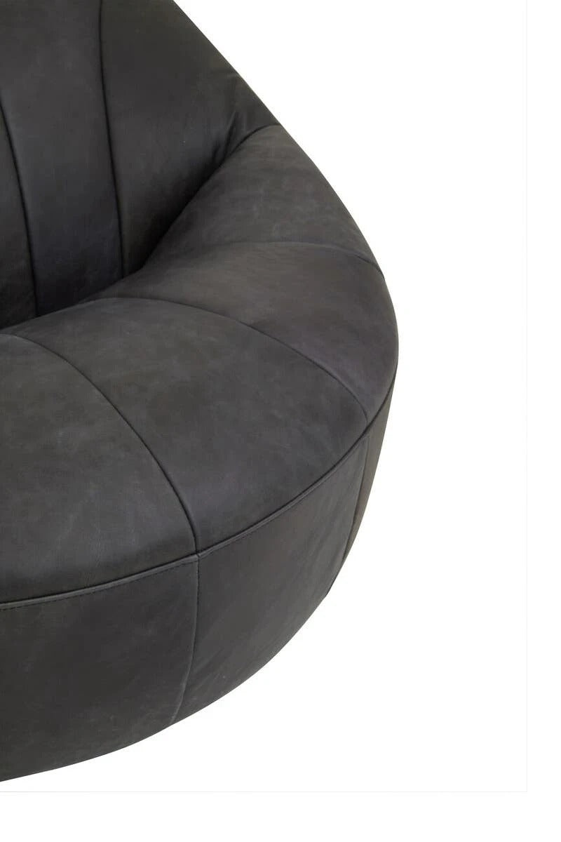 Hackney Cocoon Lounge Chair – Antique Black Leather