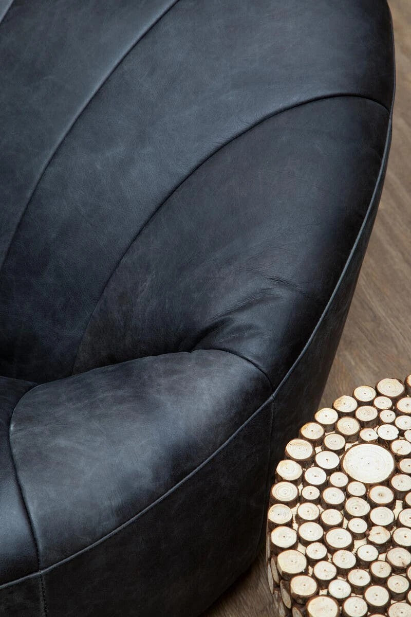 Hackney Cocoon Lounge Chair – Antique Black Leather
