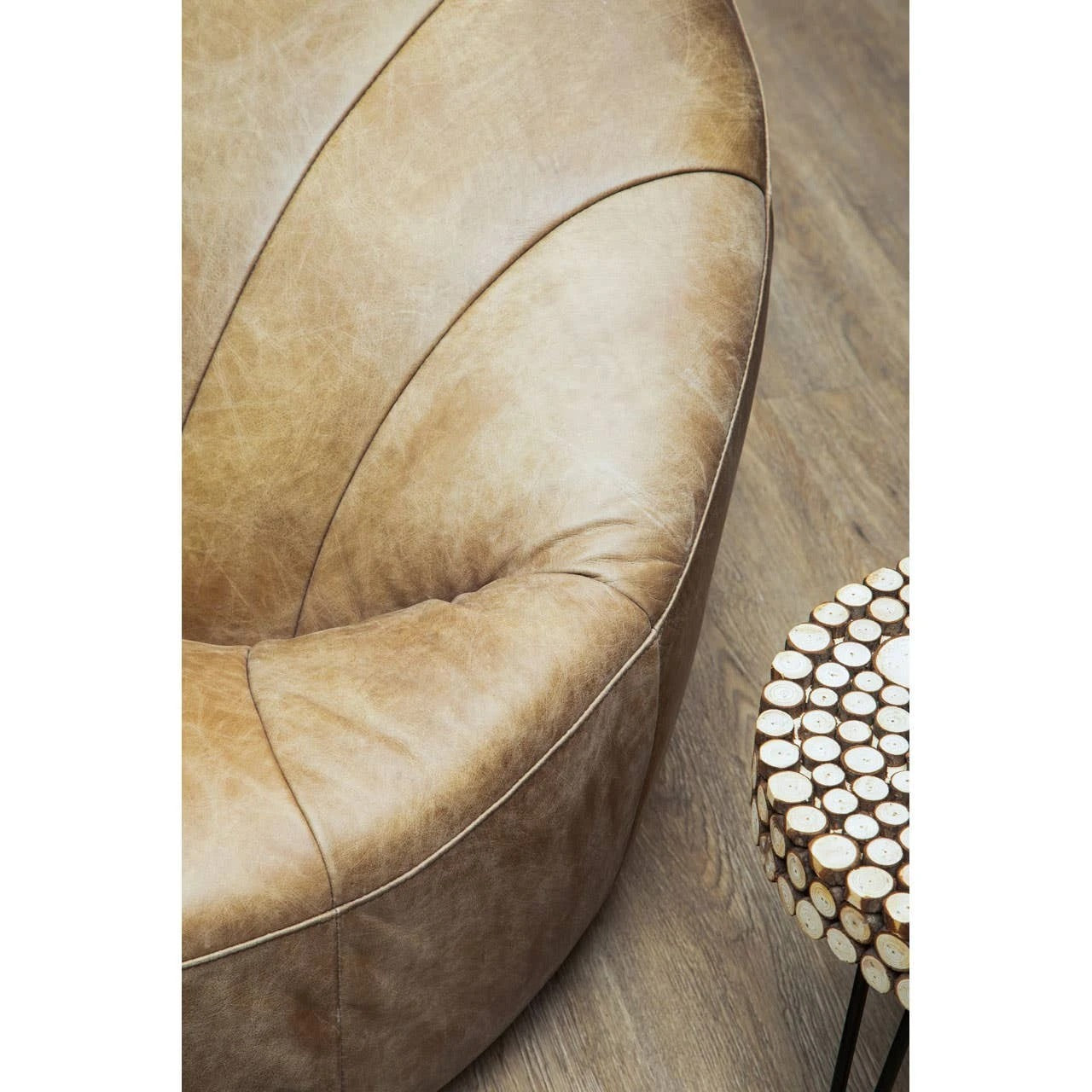 Hackney Cocoon Lounge Chair – Light Brown Leather