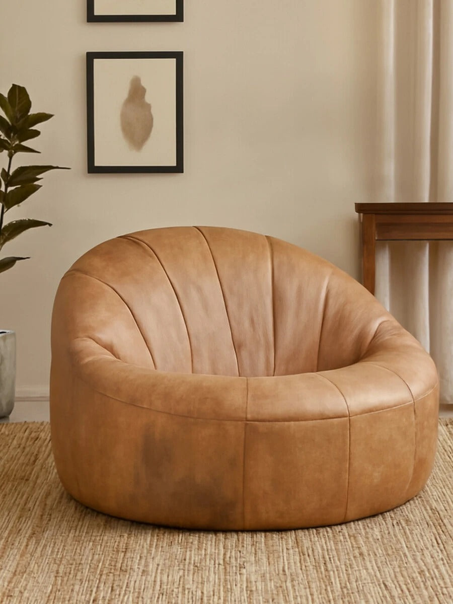 Hackney Cocoon Lounge Chair – Light Brown Leather