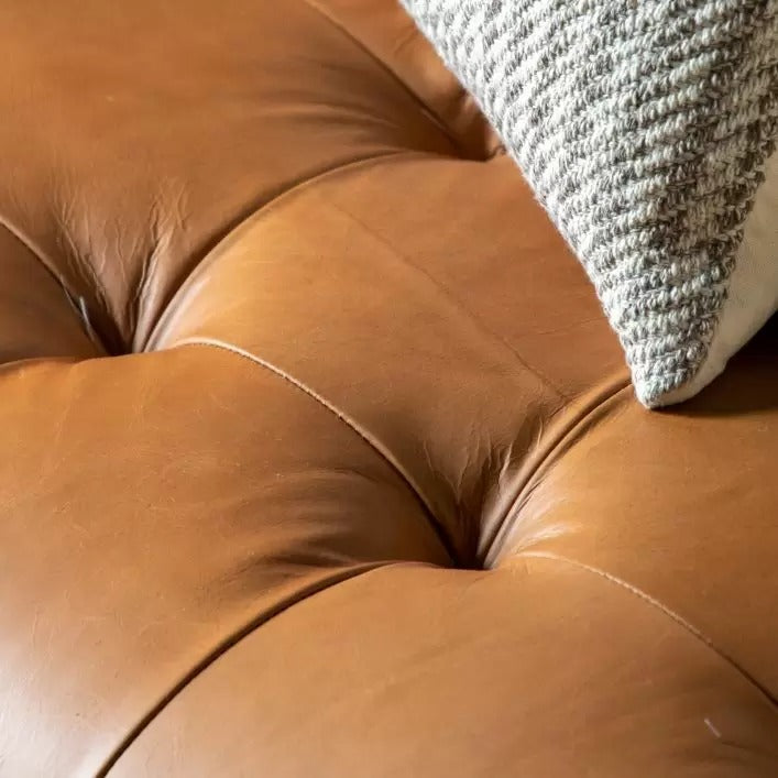 Henderson Button-back Sofa – Brown Leather