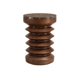 Henshaw Carved Side Table – Brown Marble & Mango Wood