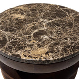 Henshaw Carved Side Table – Brown Marble & Mango Wood