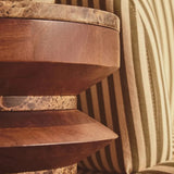 Henshaw Carved Side Table – Brown Marble & Mango Wood