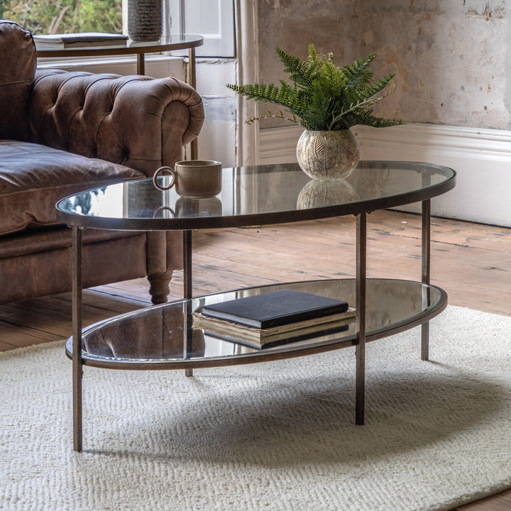 Hensley Oval Coffee Table – Aged Bronze