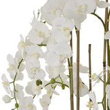 Hill Interiors Large Faux White Orchid in Stone Pot