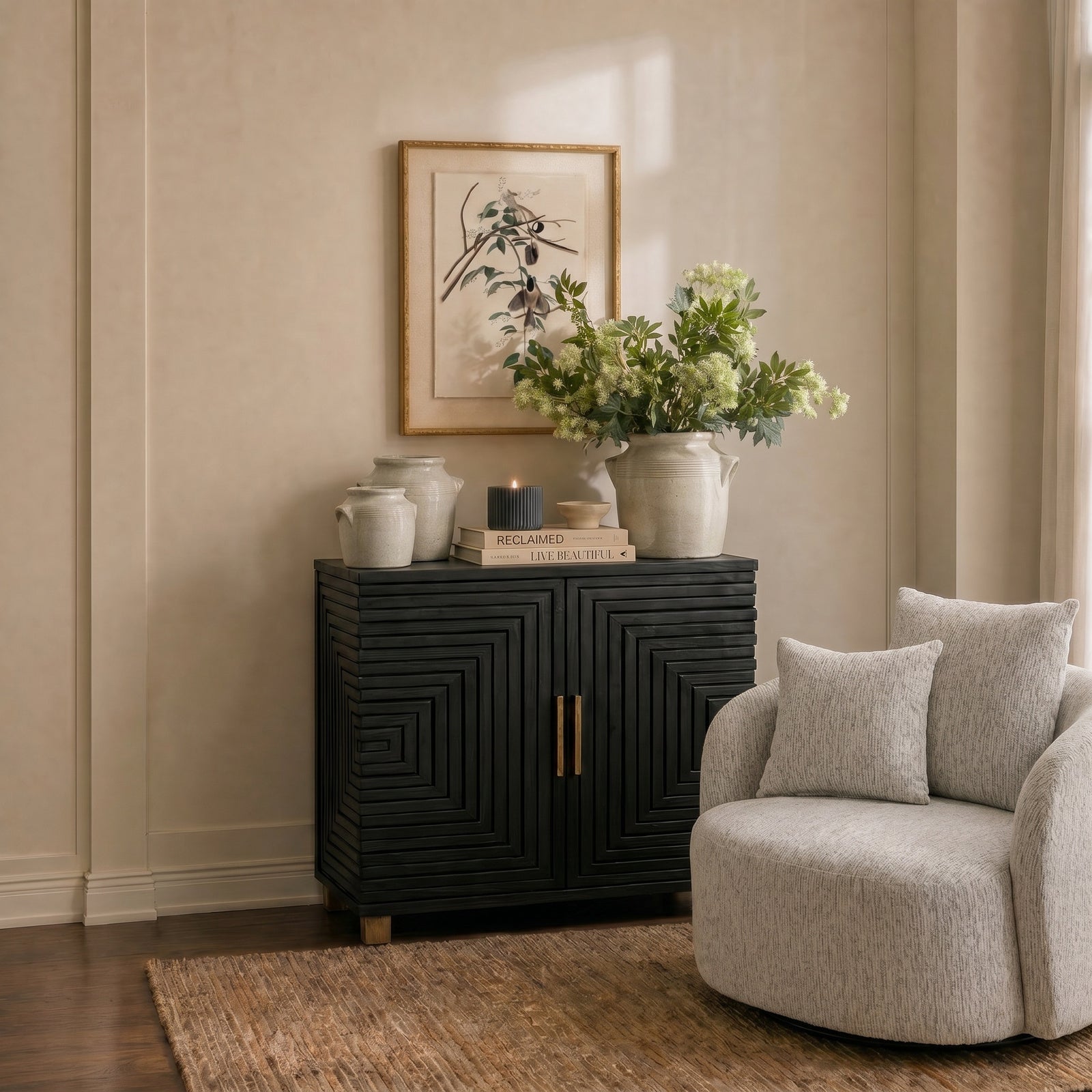 Hill Interiors Lennox 2 Door Sideboard - Black - Small