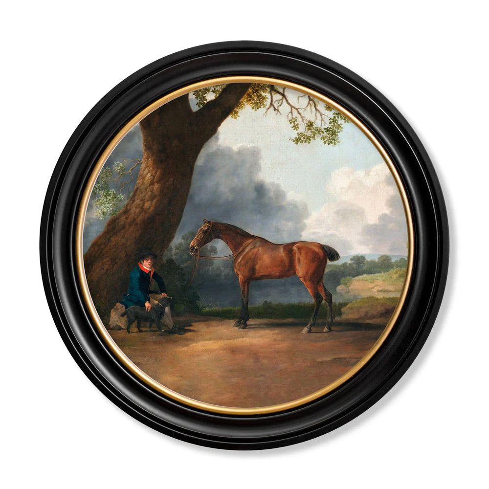 Horse and Groom by George Stubbs – Oxford Round Framed Print