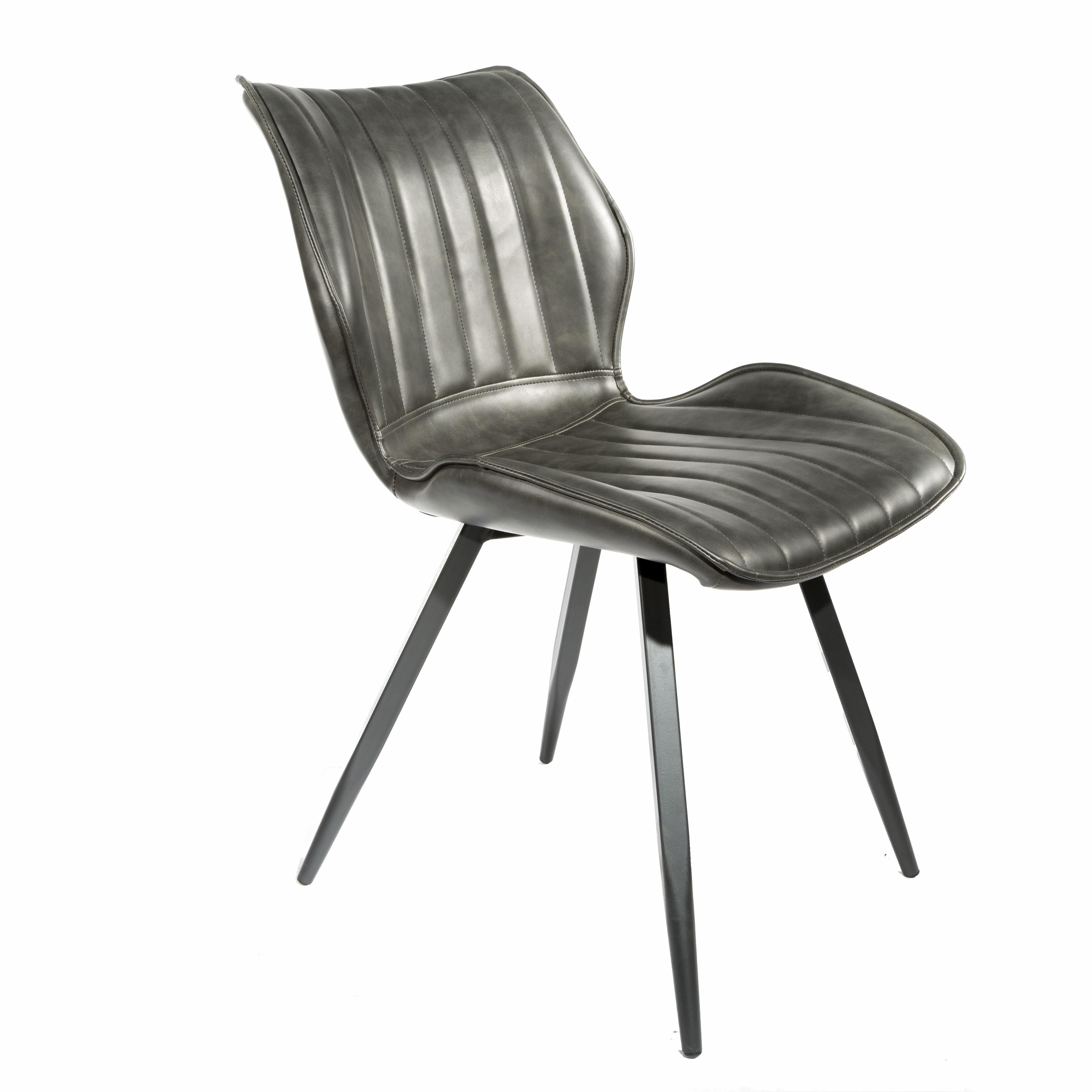 Humphrey Dining Chair – Grey PU Leather – Set of 2