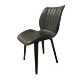 Humphrey Dining Chair – Grey PU Leather – Wooden Legs – Set of 2