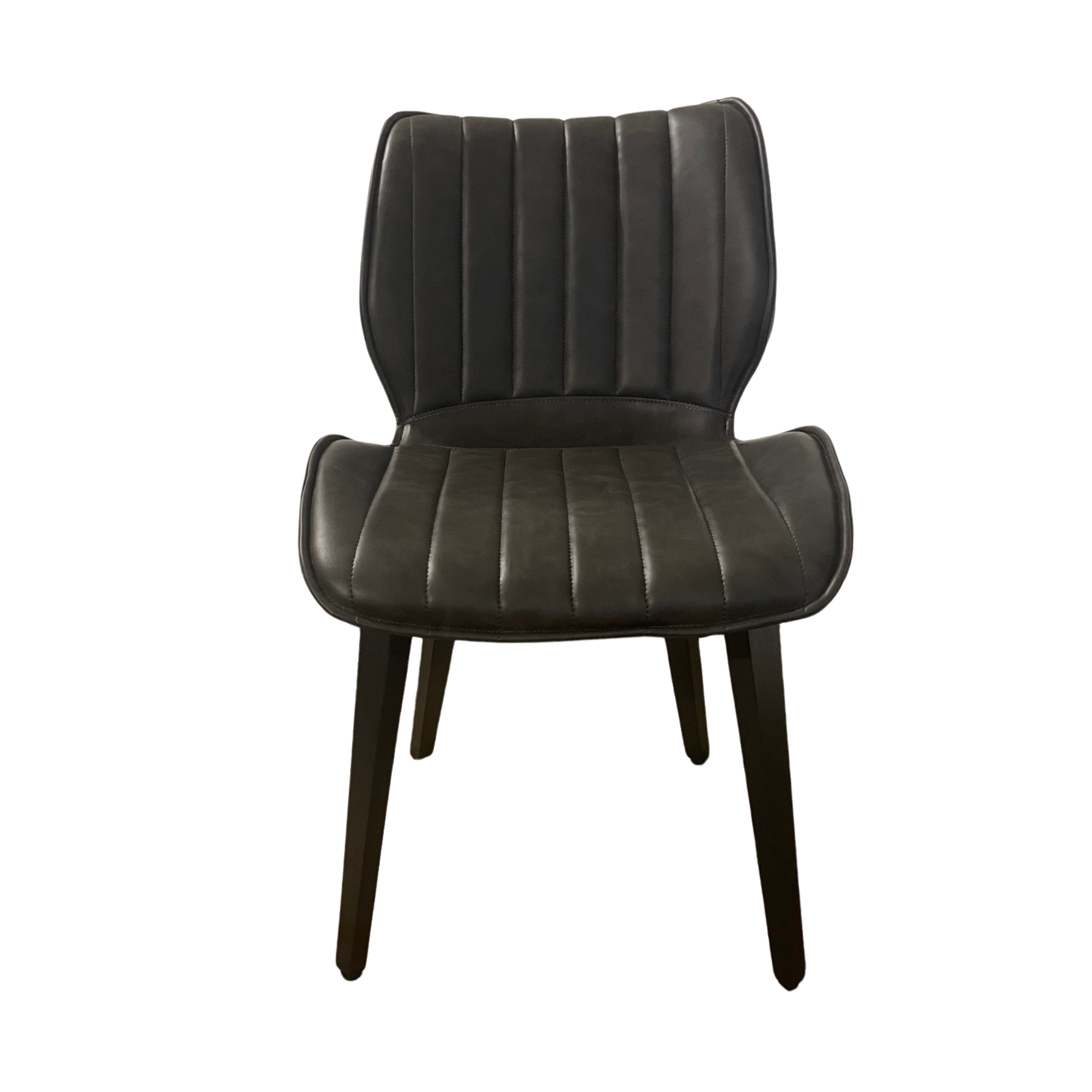 Humphrey Dining Chair – Grey PU Leather – Wooden Legs – Set of 2