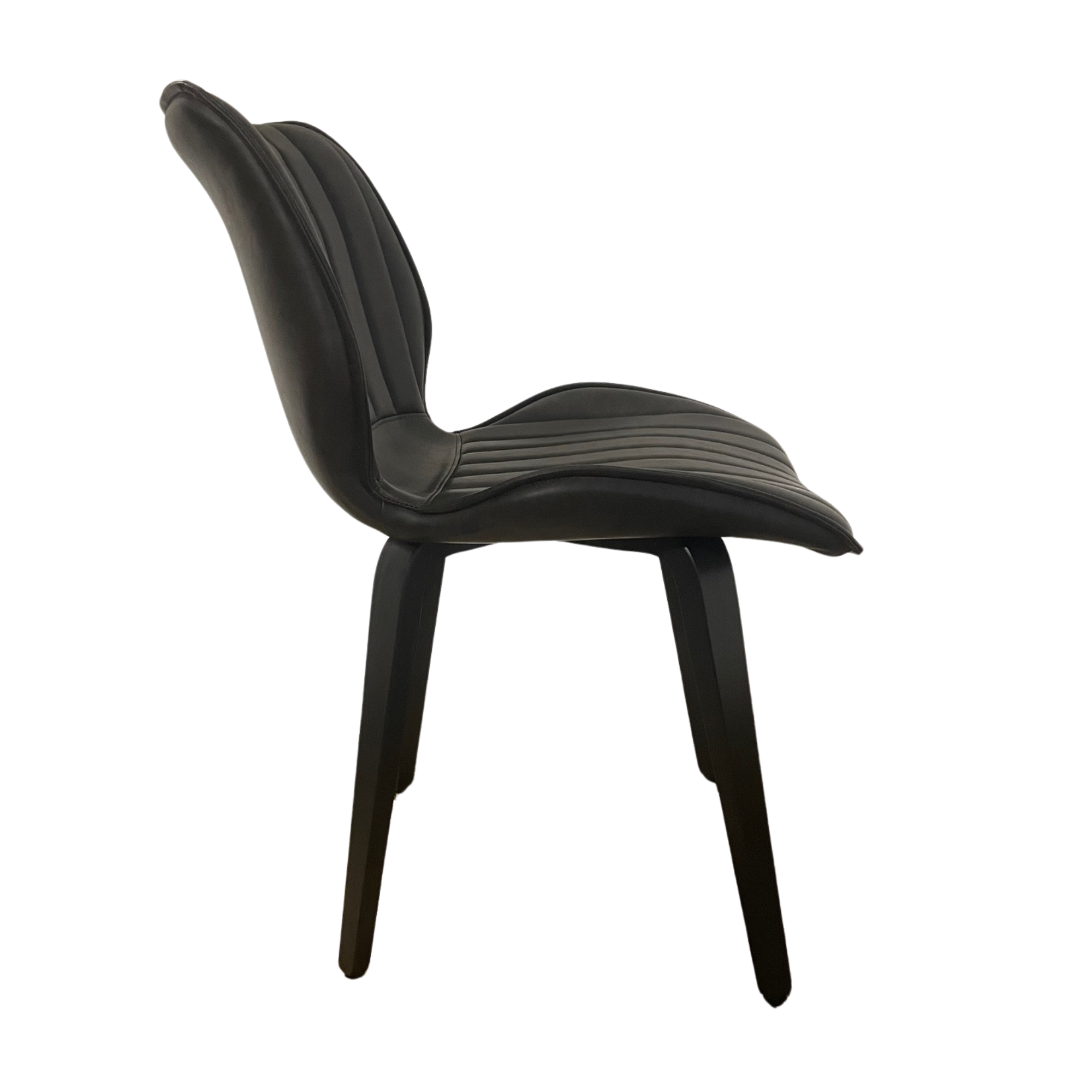 Humphrey Dining Chair – Grey PU Leather – Wooden Legs – Set of 2