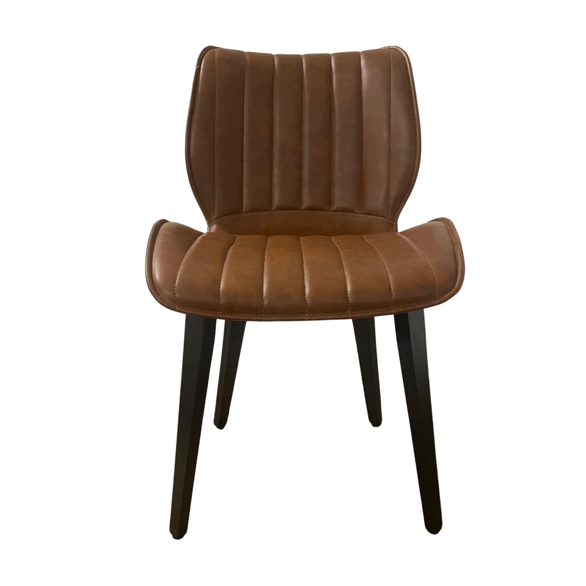 Humphrey Dining Chair – Tan PU Leather – Wooden Legs – Set of 2