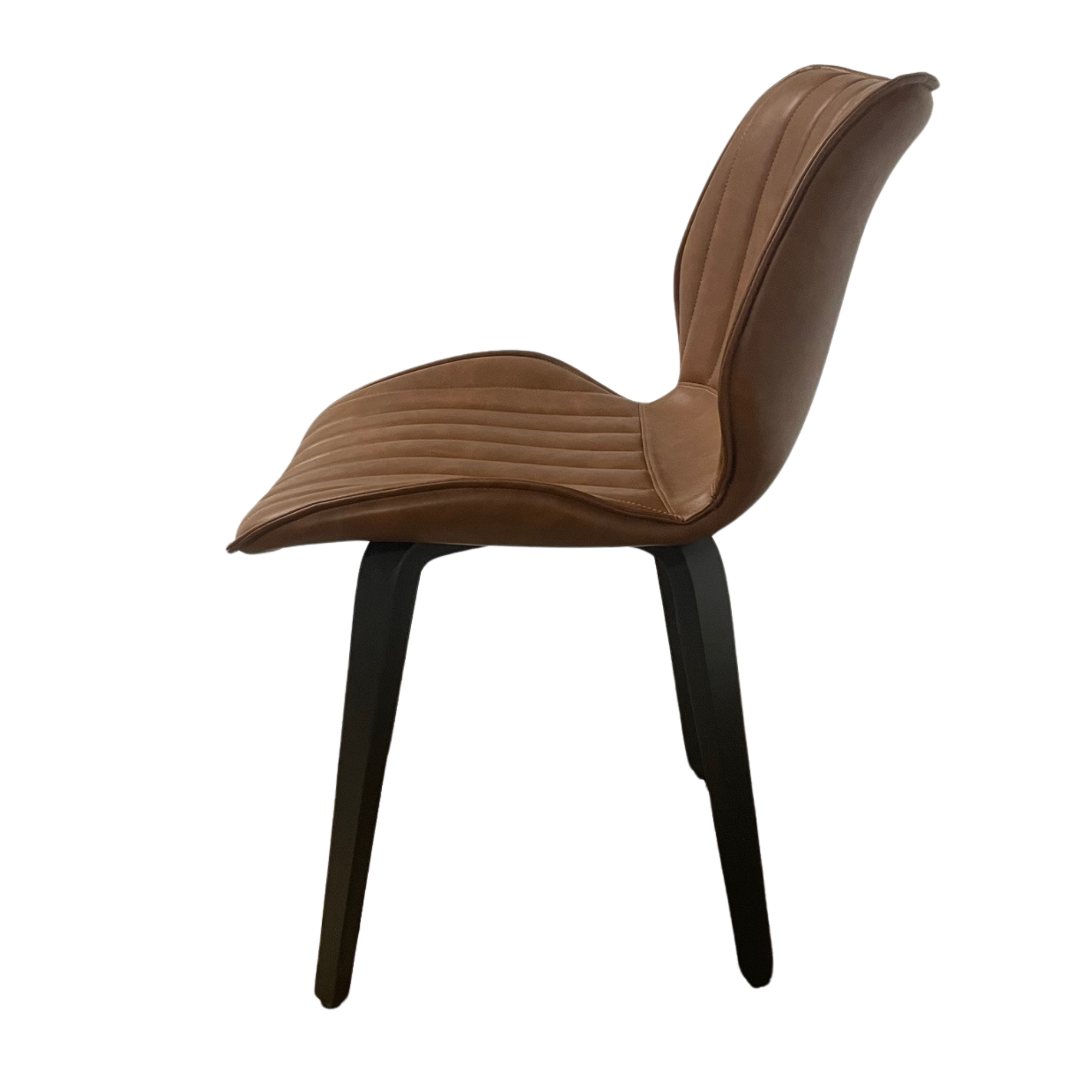 Humphrey Dining Chair – Tan PU Leather – Wooden Legs – Set of 2