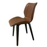 Humphrey Dining Chair – Tan PU Leather – Wooden Legs – Set of 2