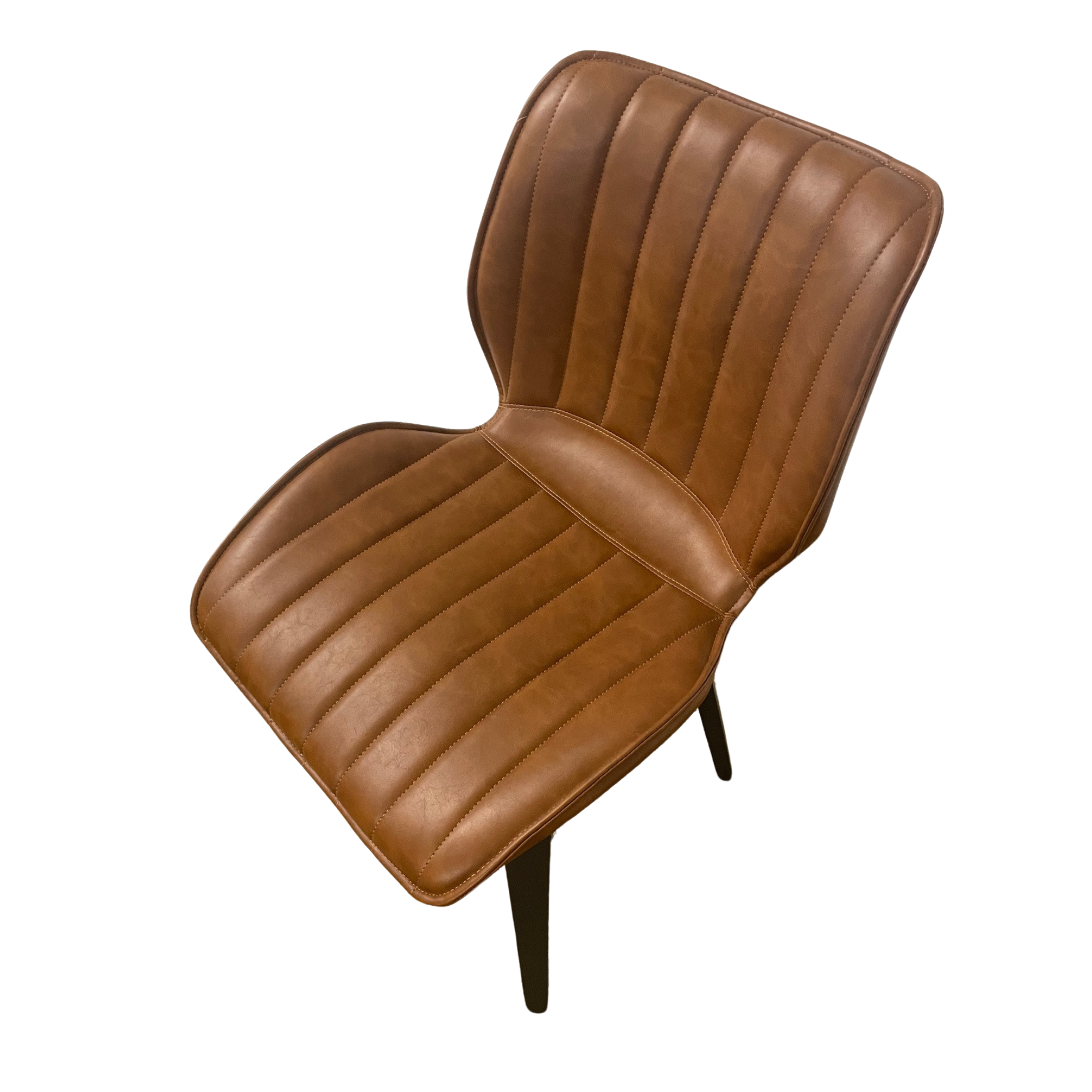 Humphrey Dining Chair – Tan PU Leather – Wooden Legs – Set of 2