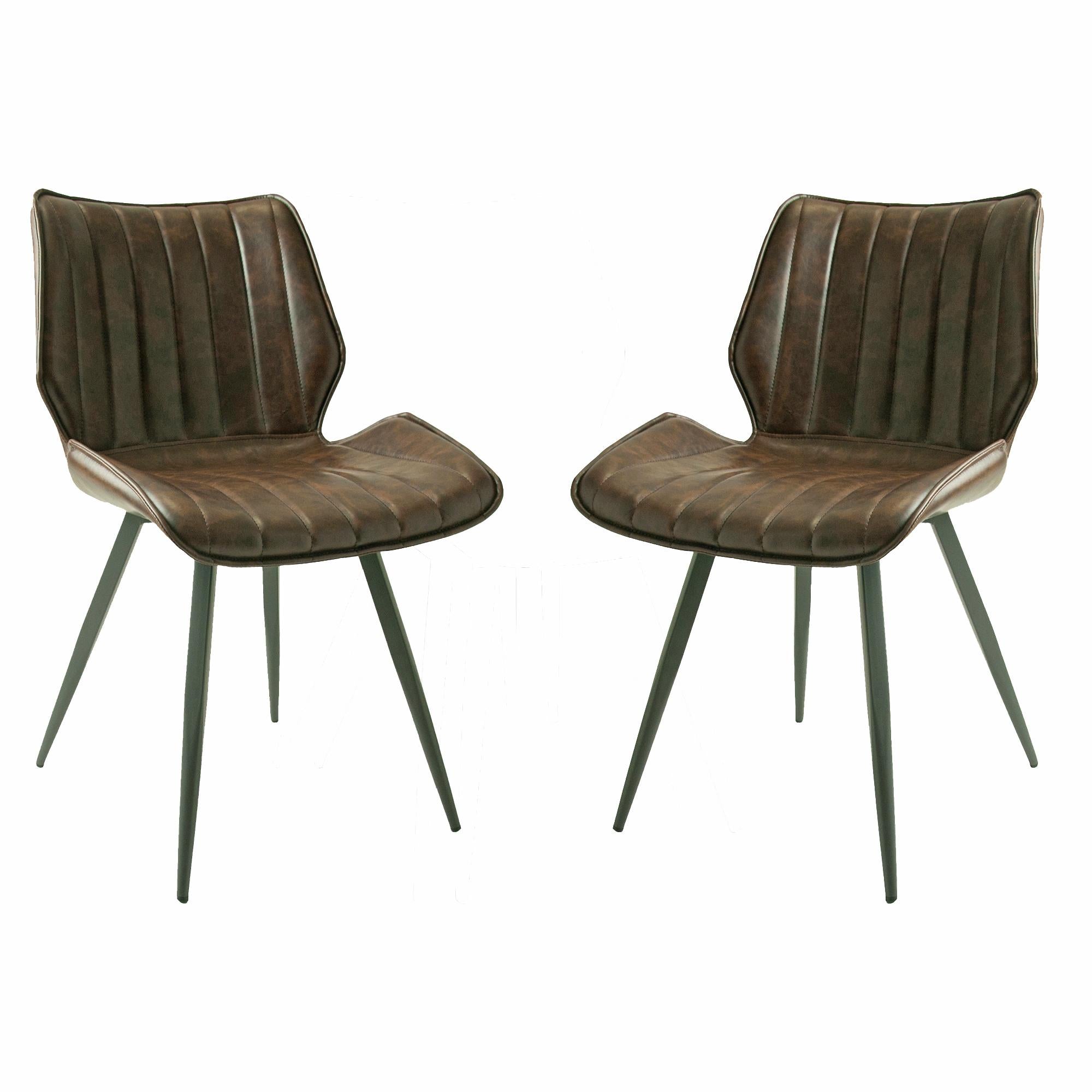 Humphrey Swivel Dining Chair – Chestnut PU Leather – Set of 2