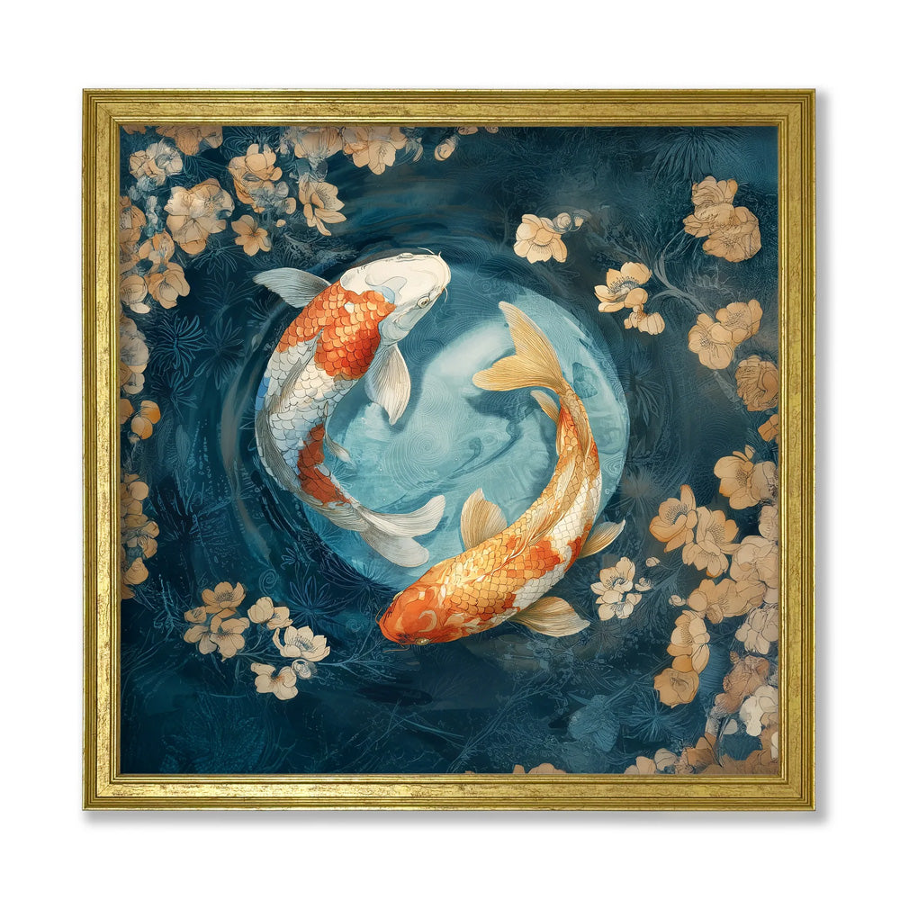 Japanese Koi Carp Dawn - Gold Hurstwood Square Frame