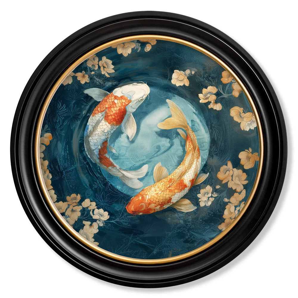 Japanese Koi Carp Dawn - Oxford Round Frame