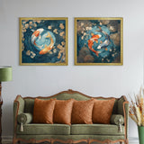 Japanese Koi Carp Dusk - Gold Hurstwood Square Frame