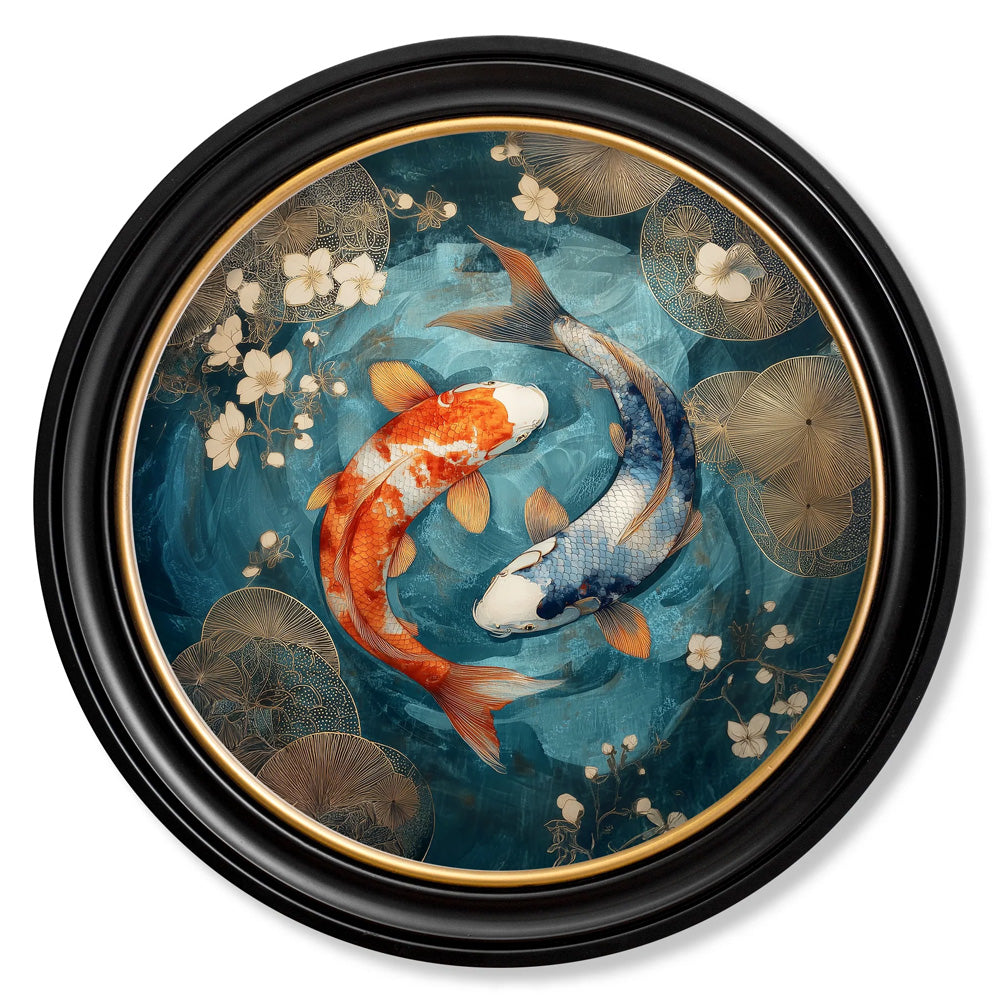 Japanese Koi Carp Dusk - Oxford Round Frame