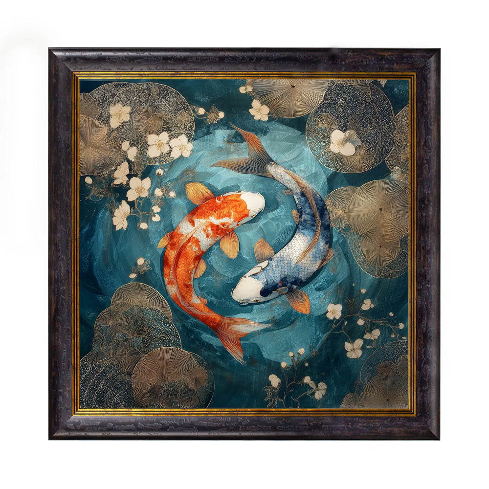 Japanese Koi Carp Dusk - Oxford Square Frame