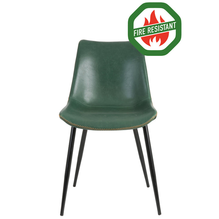 Jasper Dining Chair in Green Artificial Leather – Set of 2 - Excess Stock