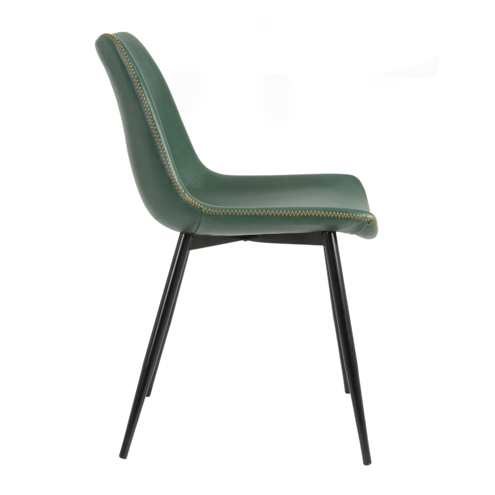 Jasper Dining Chair in Green Artificial Leather – Set of 2 - Excess Stock