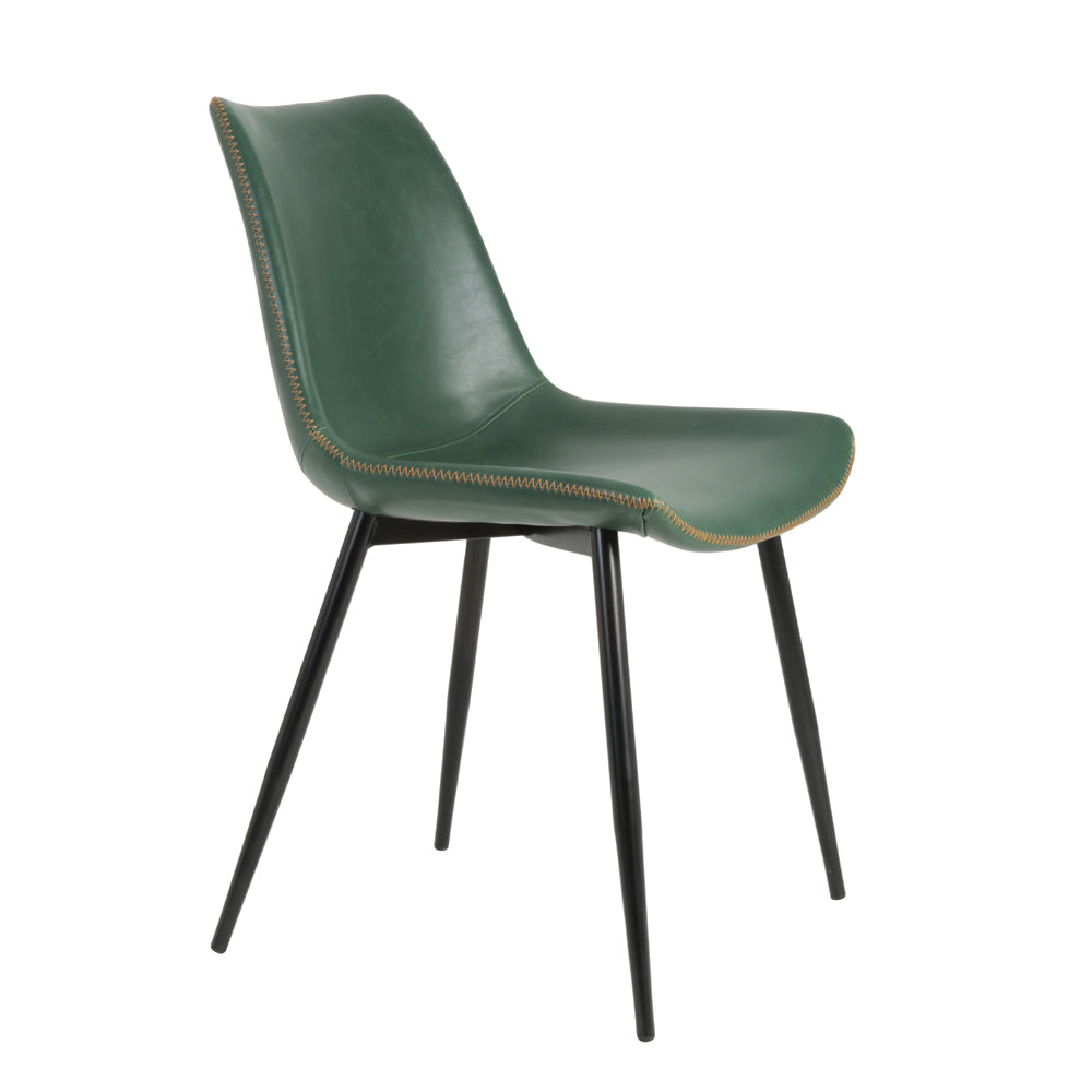 Jasper Dining Chair in Green Artificial Leather – Set of 2 - Excess Stock